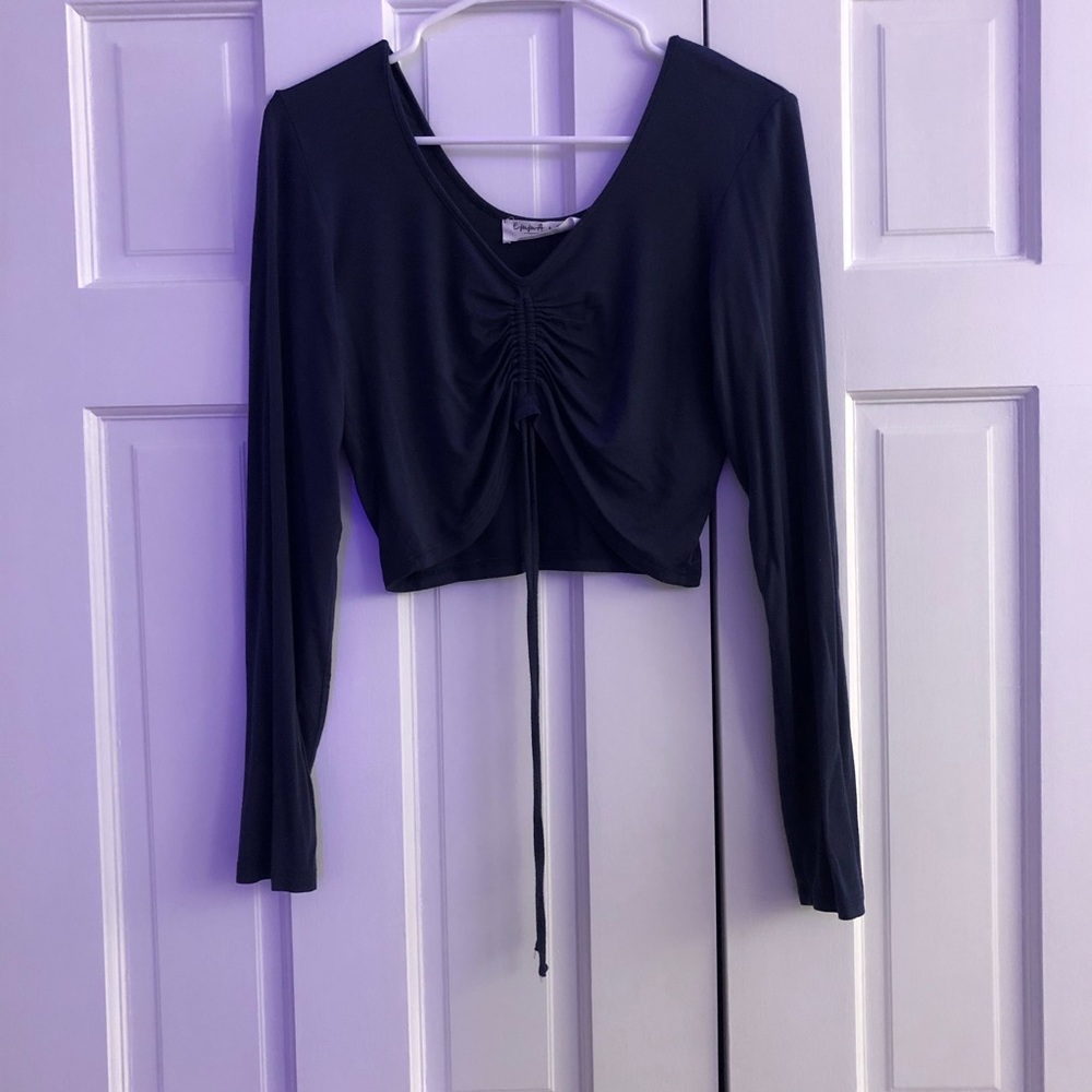 Cinched Navy Blue Longsleeve - Picture 3 of 5